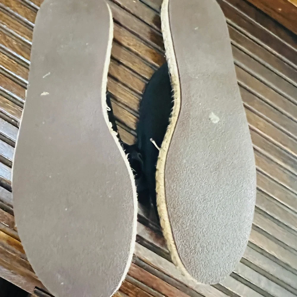 LOFT Black‎ Suede Espadrille Slides with Bow